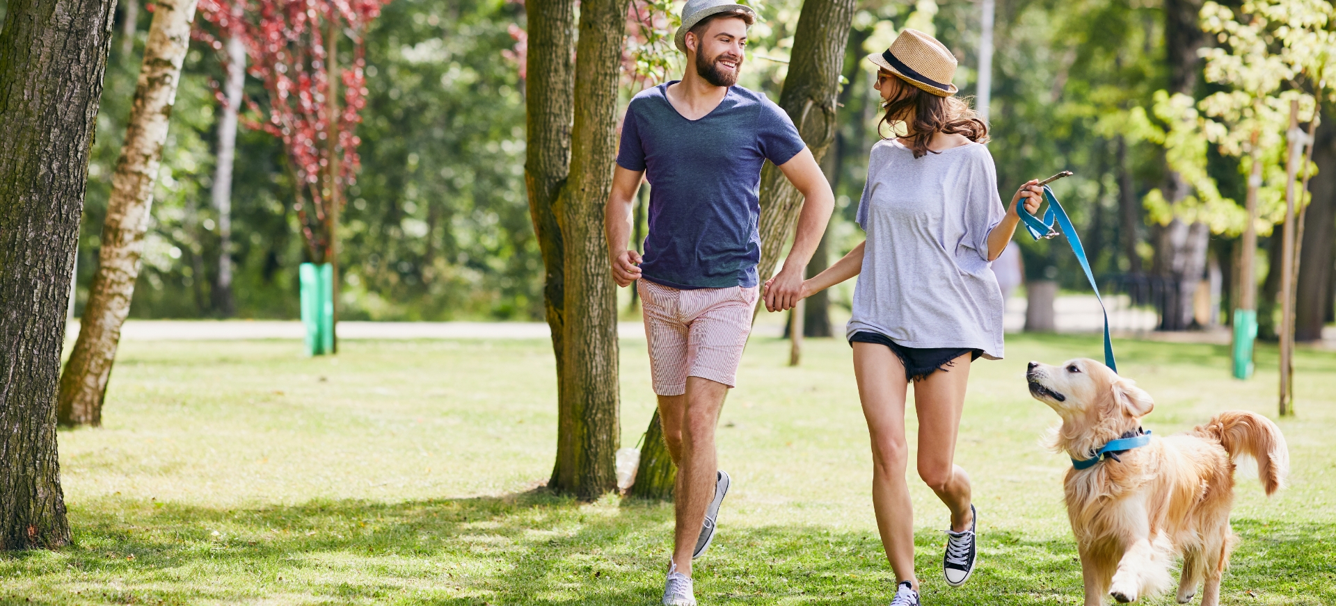 Couple walking in park